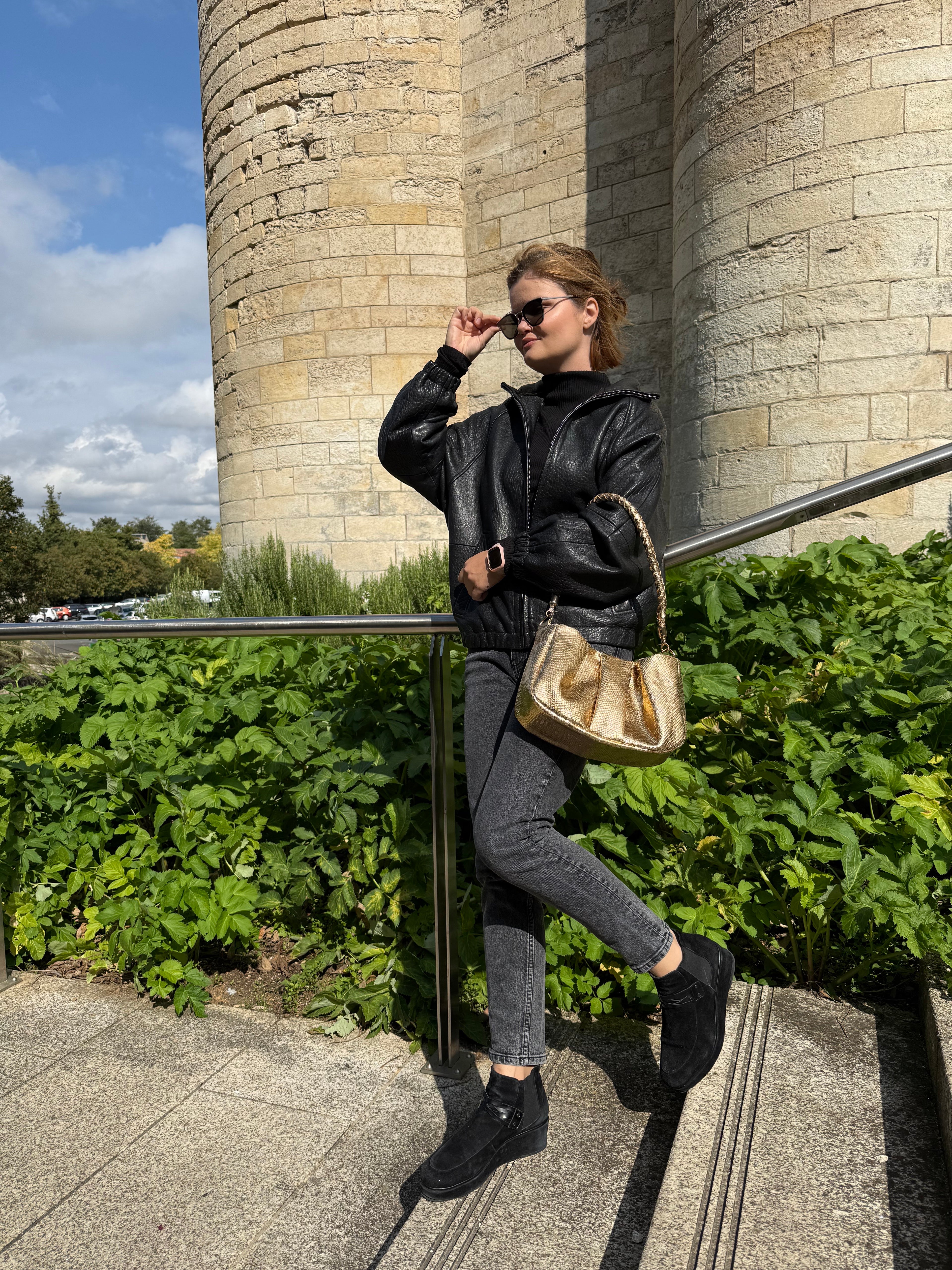 Sac Petite Maïa en cuir doré